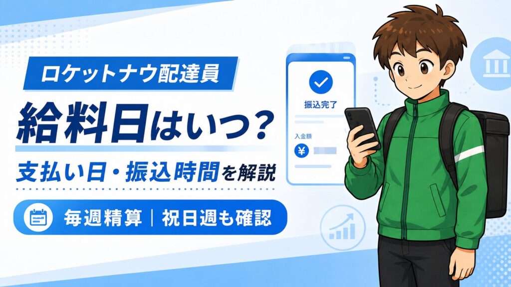 ロケットナウ配達員の給料日・支払い日・振込時間を解説
